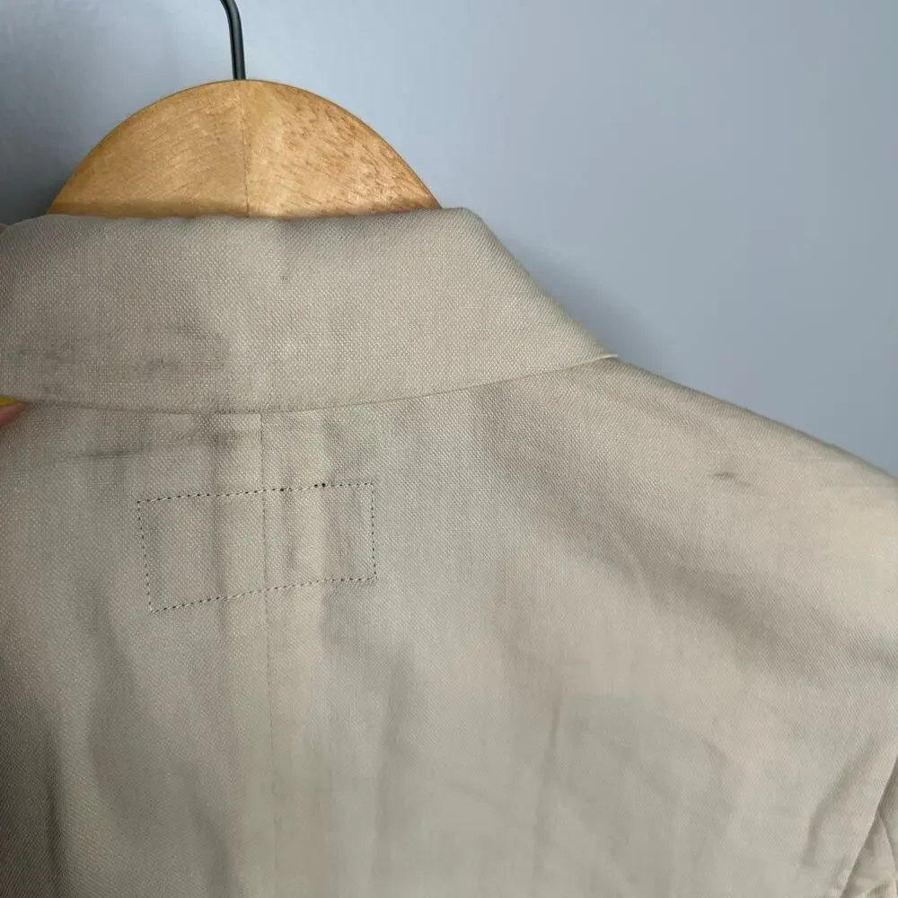 Buckley‎ Tailors Blazer Women 2 Beige Good Cotton Linen One Button Professional
